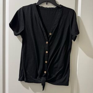 Black Button-Up Women's Top